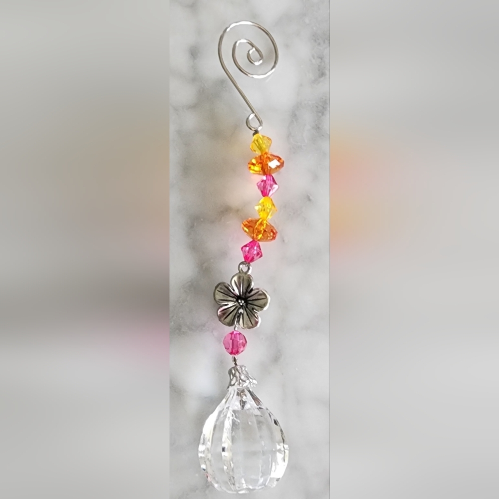 Ganz Crystal Expressions Beaded Acrylic Drop With Flower 6 Inches New